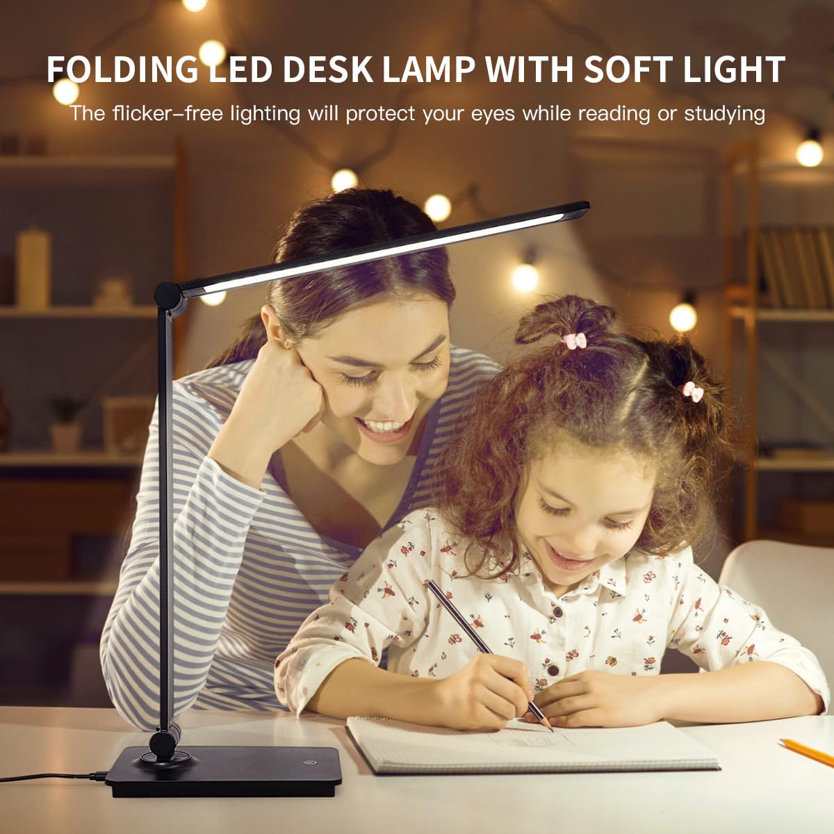 LUJOLUMIN Dimmable LED Desk Lamp - 8W 700 Lumen Foldable Reading Light with 3 Brightness Levels & Touch Control for Kids, Office, Study | Perfect for Night Reading, Homework & Computer Work