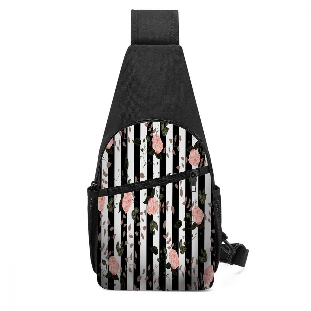 Nicokee Multipurpose Crossbody Backpack for Men & Women - Stylish Pink Floral Rattan Design Sling Bag, Chest Pack & Shoulder Bag for Outdoor Sports, Shopping & Travel | Perfect for Hiking, Commuting & Daily Use