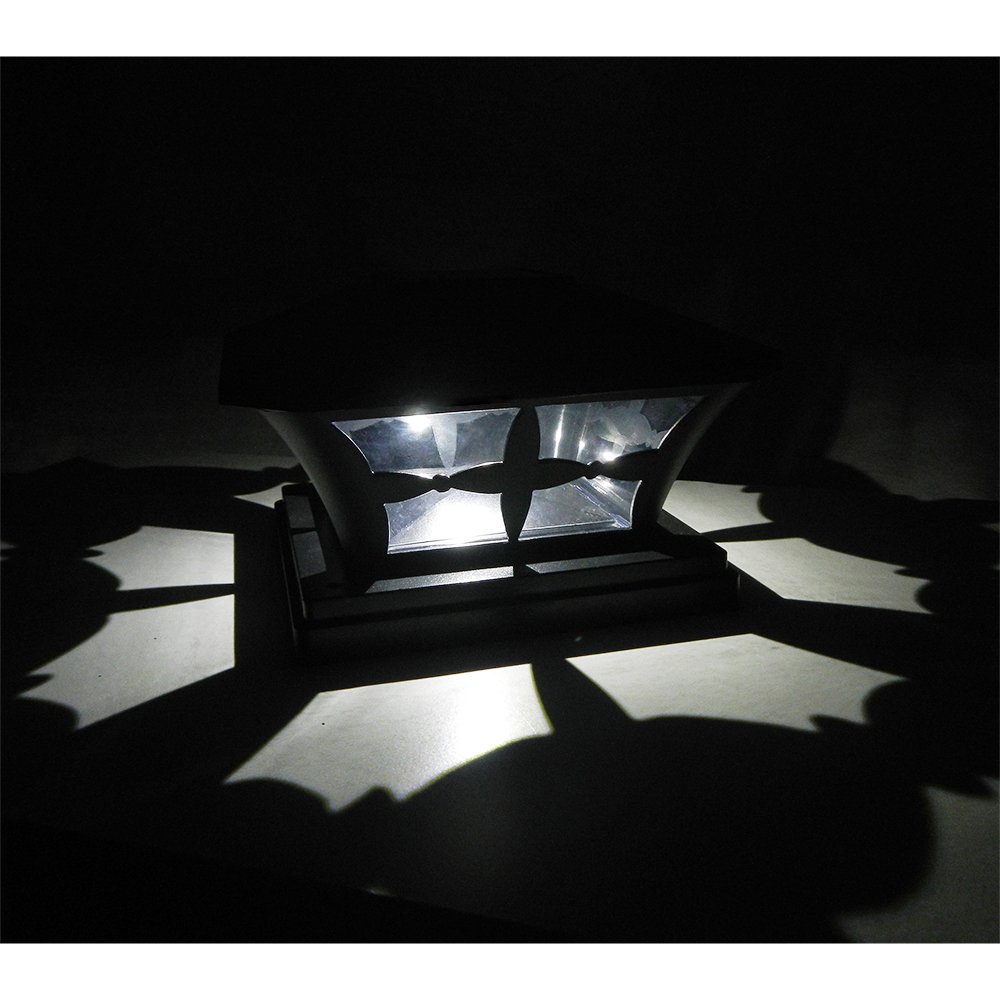 iGlow 12 Pack Black Solar LED Fence Lights - 6x6 Inch Waterproof Outdoor Garden Lighting for Deck, Pathway, Yard & Landscape - Energy Efficient SMD LED Post Cap Lights (PVC Vinyl Wood Design)