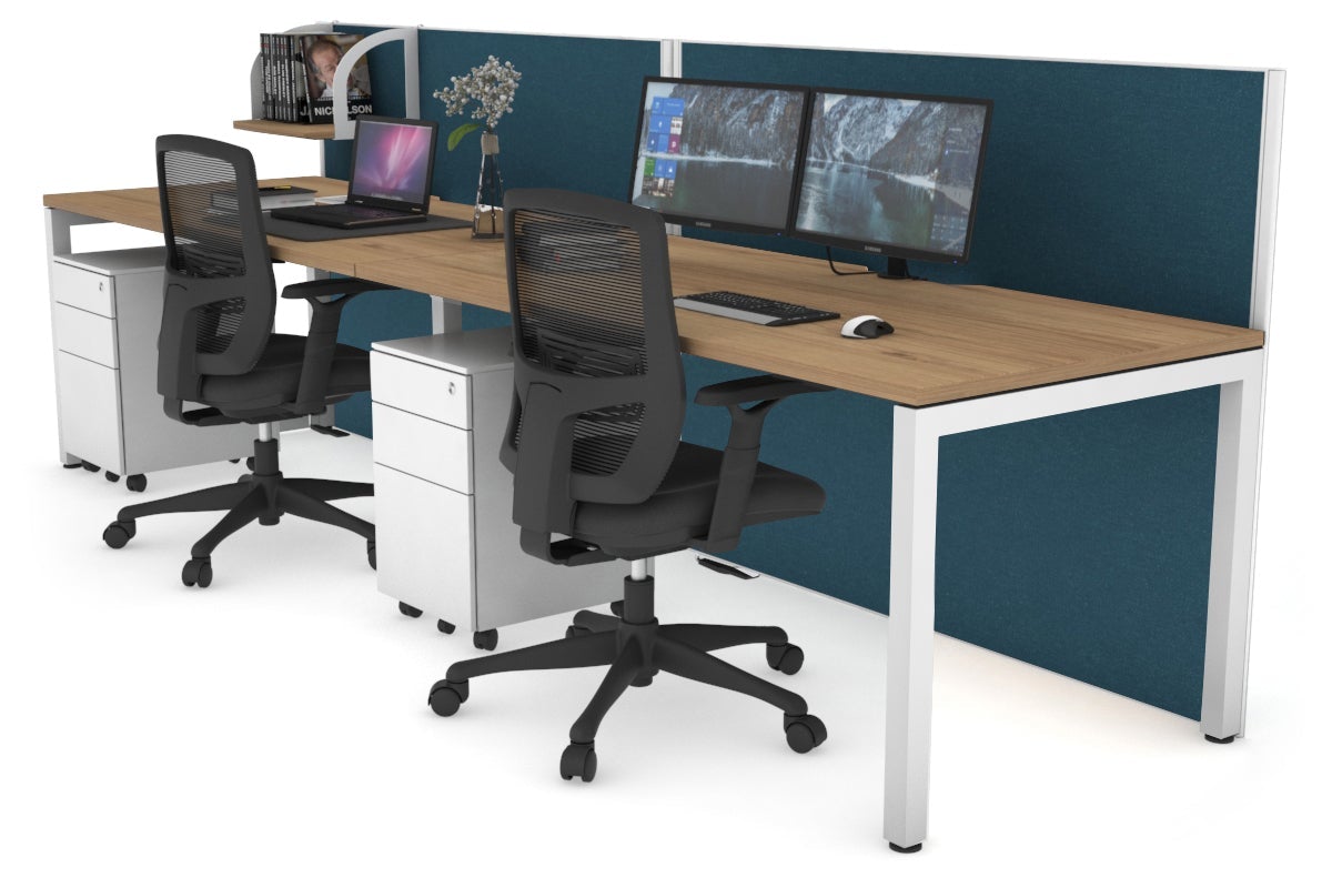 Horizon Quadro 2 Person Office Workstation with Square Legs - 1600L x 800W Desk with Cable Management Scallop - Perfect for Shared Workspaces & Collaborative Office Environments