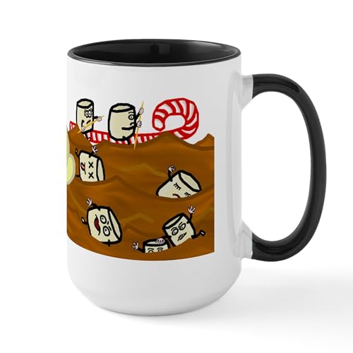 White/Black Inside - Marshmallows Drowning In Hot Chocolate Large Mug