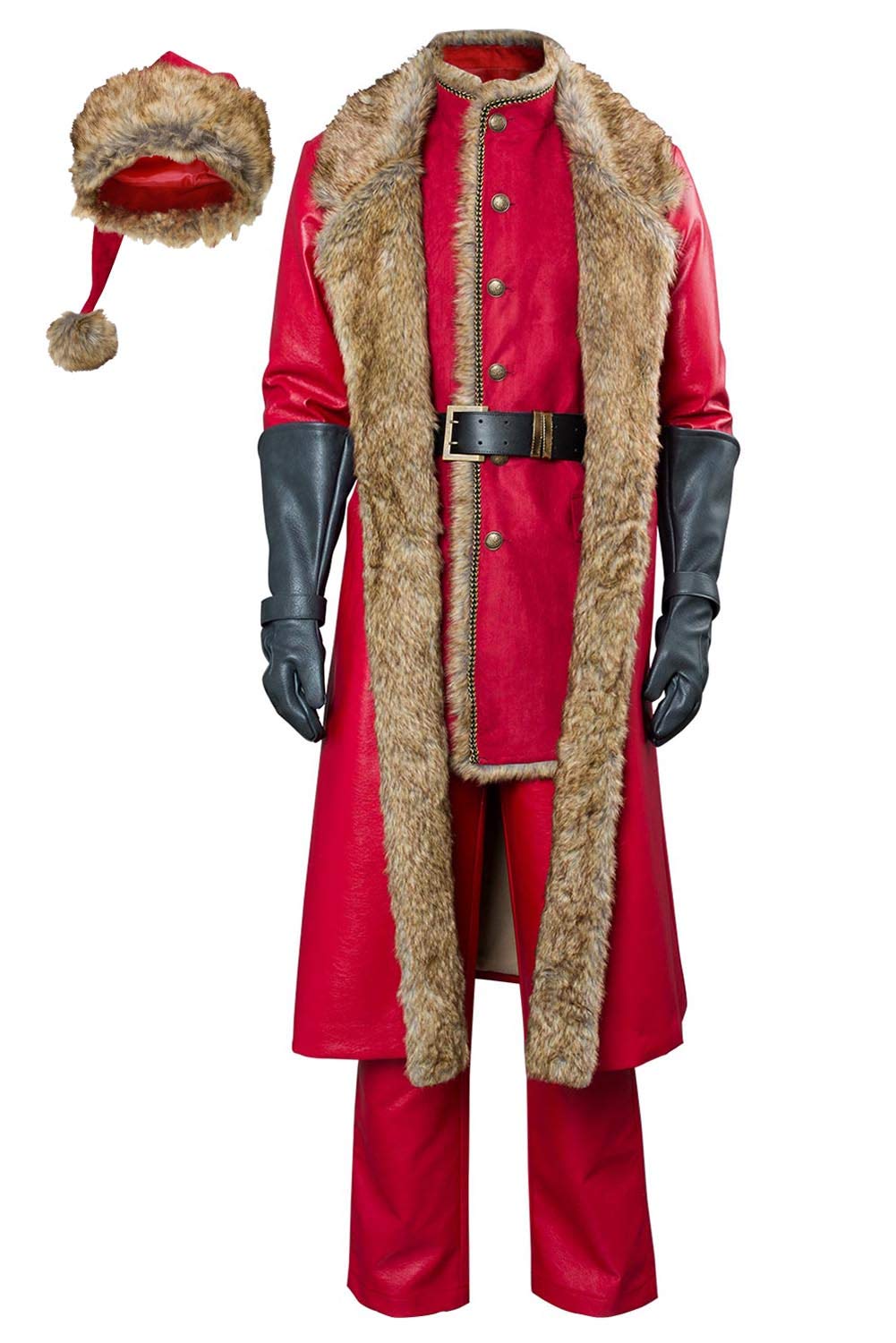 Men's Christmas Santa Claus Costume Set - Red Velvet Jacket with Fur Trim, Hat & Pants for Holiday Parties, Cosplay & Winter Outfits | Warm & Festive Outfit for Christmas Movies, Events & Family Gatherings