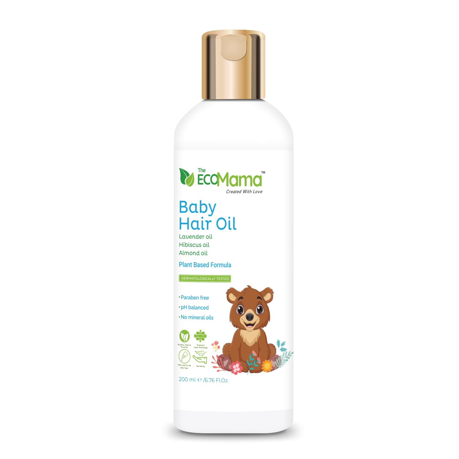 Eco Mama Baby Hair Oil for Hair Growth & Thinning Prevention | Moisturizing & Soothing Scalp Treatment with Hibiscus, Coconut, Lavender & Avocado Oils | Vegan, Toxin-Free Formula (200ml) | Perfect for Newborns, Infants & Toddlers to Nourish & Strengthen Delicate Hair