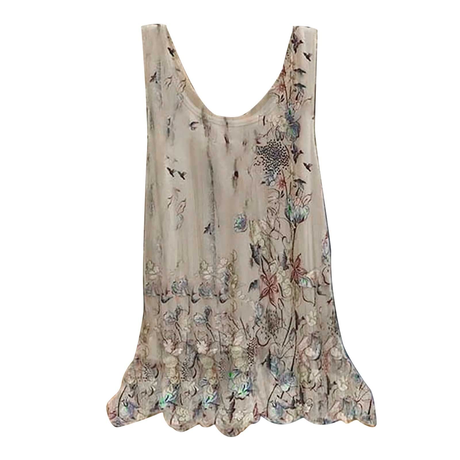 Women's Sleeveless Chiffon Blouse - Flowy Summer Tops with Round Neck & Printed Design for Casual & Dressy Occasions | Perfect for Office, Date Night & Outdoor Events