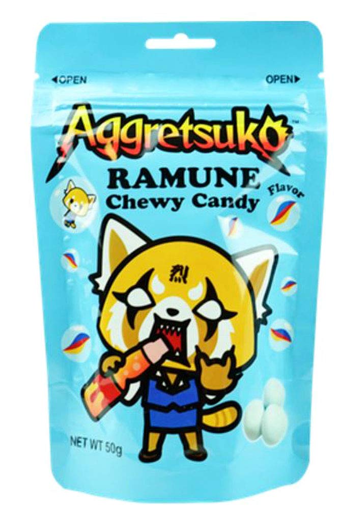 Aggretsuko Ramune Milk Chewy Candy - 50g (8 Packs) | Japanese Soft Candy for Anime Lovers, Office Snacks & Party Favors