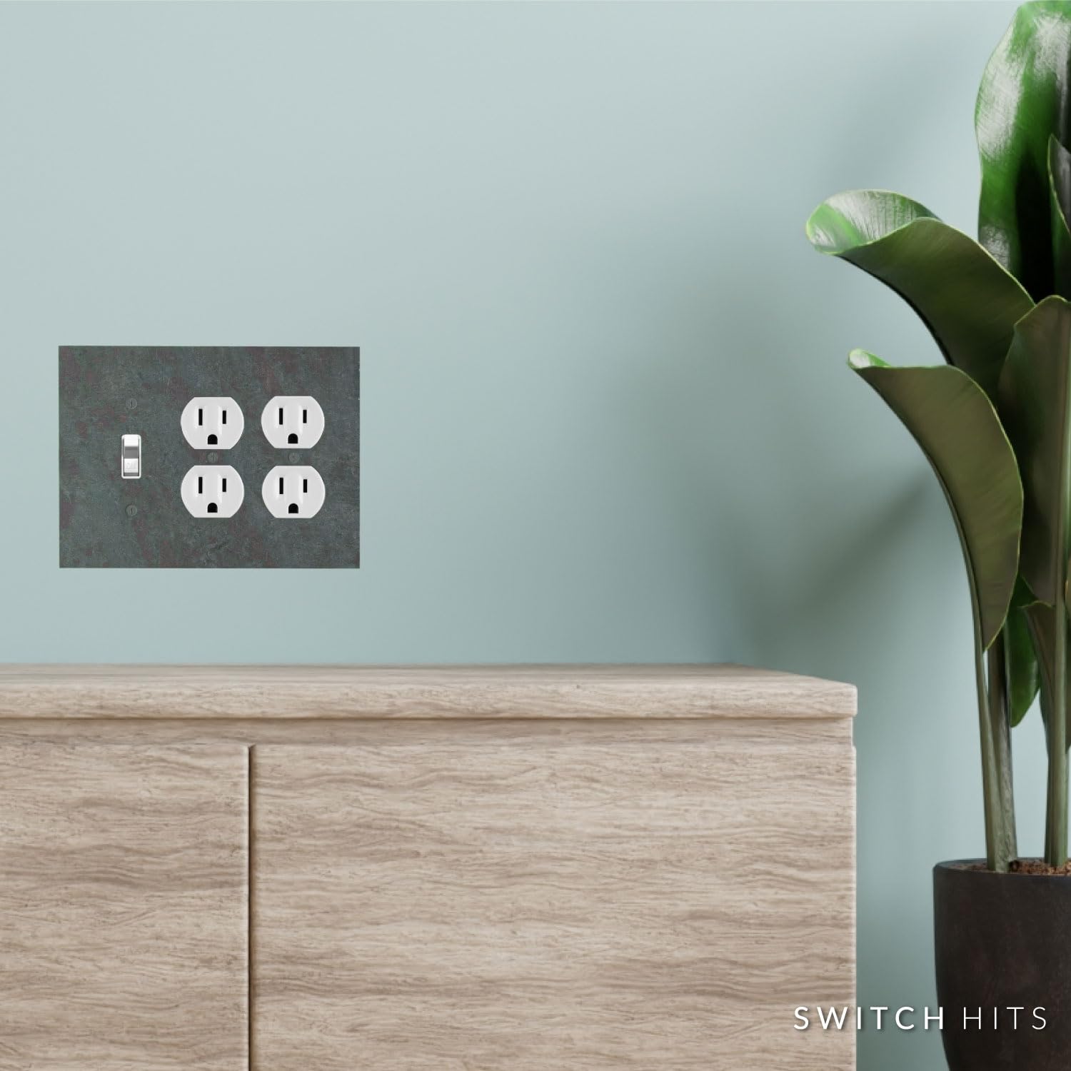 Decorative 3 Gang Electrical Switch Plate Cover - Mottled Vermont Slate Finish | Light Switch & Outlet Wall Plate (6.75” W x 5” H) | Durable Faceplate for Home, Office & Commercial Use | Perfect for Living Room, Bedroom & Kitchen Decor