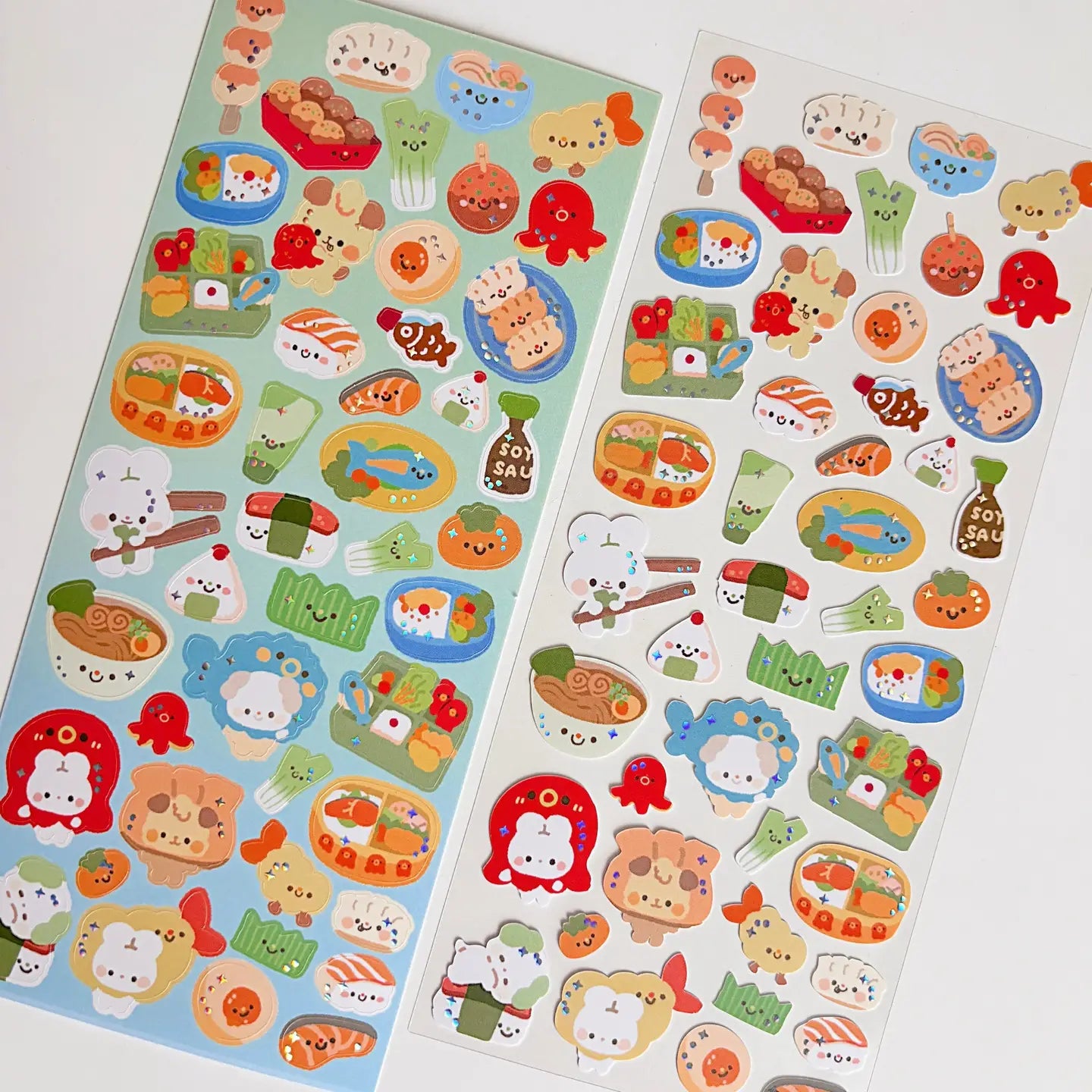 Bento Box Sticker Sheet - Kawaii Food Stickers for Lunch Box, Planner & Scrapbooking - Waterproof Vinyl Decals for Kids & Adults