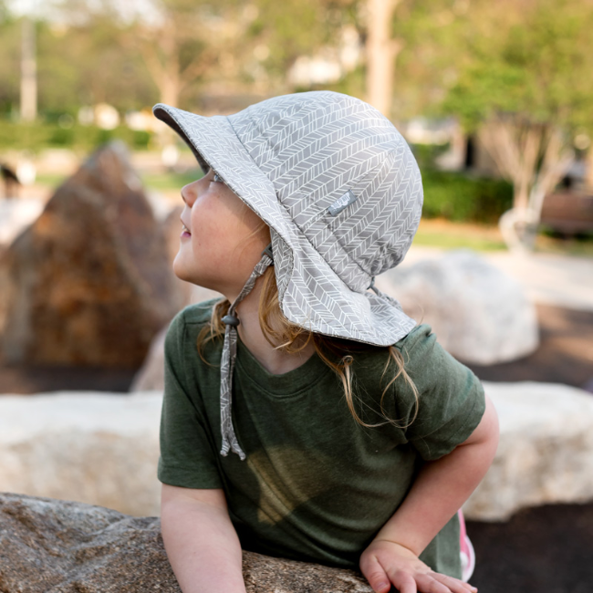 Jan & Jul Cotton Floppy Sun Hat for Women & Girls - Grey Herringbone UV Protection Wide Brim Summer Beach Hat for Outdoor Activities, Travel & Gardening