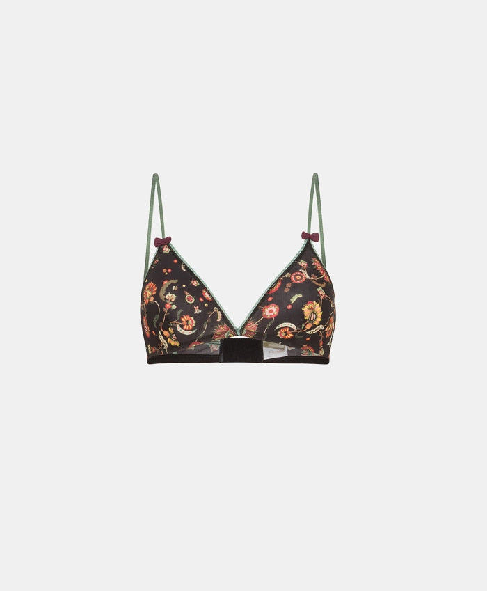 Amethyst Printed Nylon Bra - Black Multi Color Sports Bra for Yoga, Running & Gym Workouts