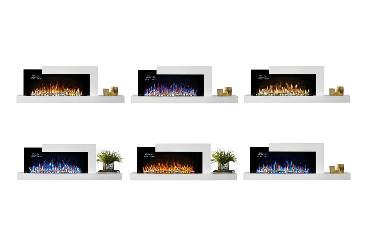 Napoleon Stylus Cara Elite Smart 60-Inch White Wall Mount Electric Fireplace with Shelf - Modern Heating Solution for Living Room, Bedroom & Office