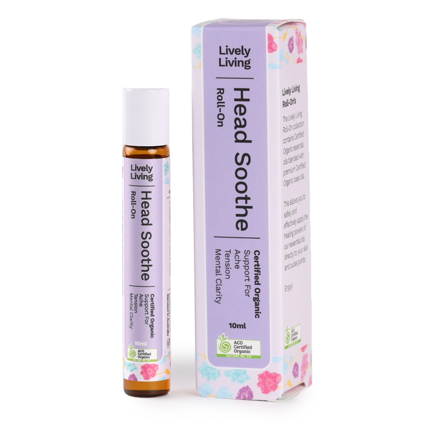 Certified Organic Head Soothe Roll-On Essential Oil for Migraine & Stress Relief - Perfect for Travel, Office & Home Use