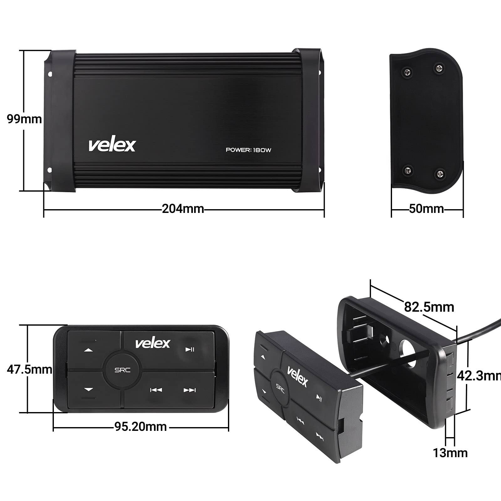 VELEX Marine Bluetooth Amplifier Speaker System - Waterproof Outdoor Boating Audio with Powerful Bass | Perfect for Boats, Yachts, Pool Parties & Beach Events