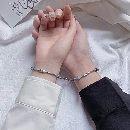 2PCS Matching Heart Bracelets for Couples - Long Distance Relationship Bracelets for Women & Men - Best Friend Gifts - Couple Jewelry Set - Perfect for Anniversaries, Valentine's Day & Romantic Dates