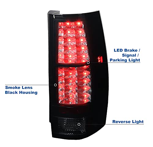 Black/Smoke LED Tail Brake Lights Rear Lamps for 2007-2014 Chevy Suburban Tahoe & GMC Yukon - High Visibility, Durable Replacement for Night Driving & Off-Road Adventures