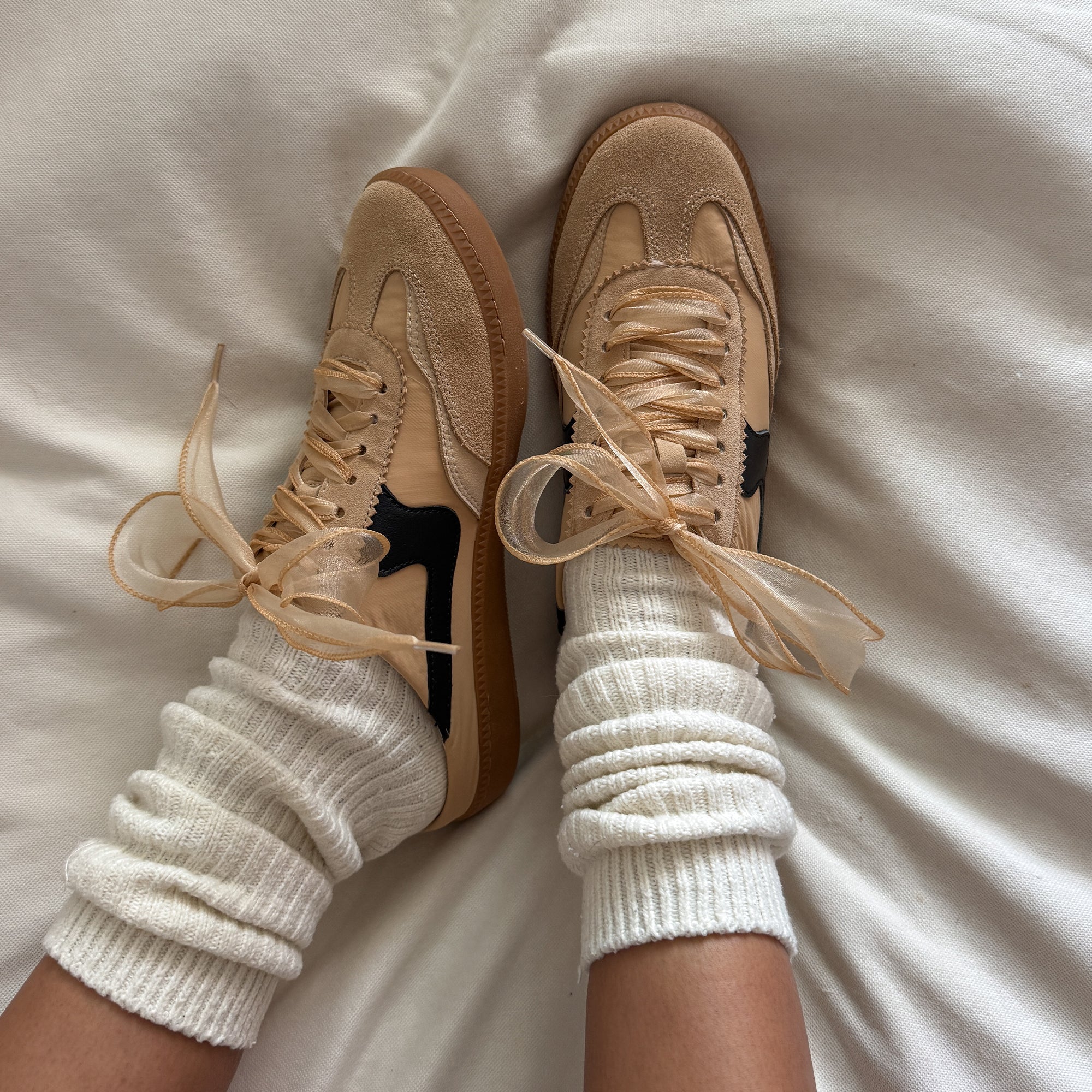 Notice Slide Sneakers in Tan Multi Suede - Comfortable Slip-On Shoes for Casual Wear, Walking & Everyday Outfits