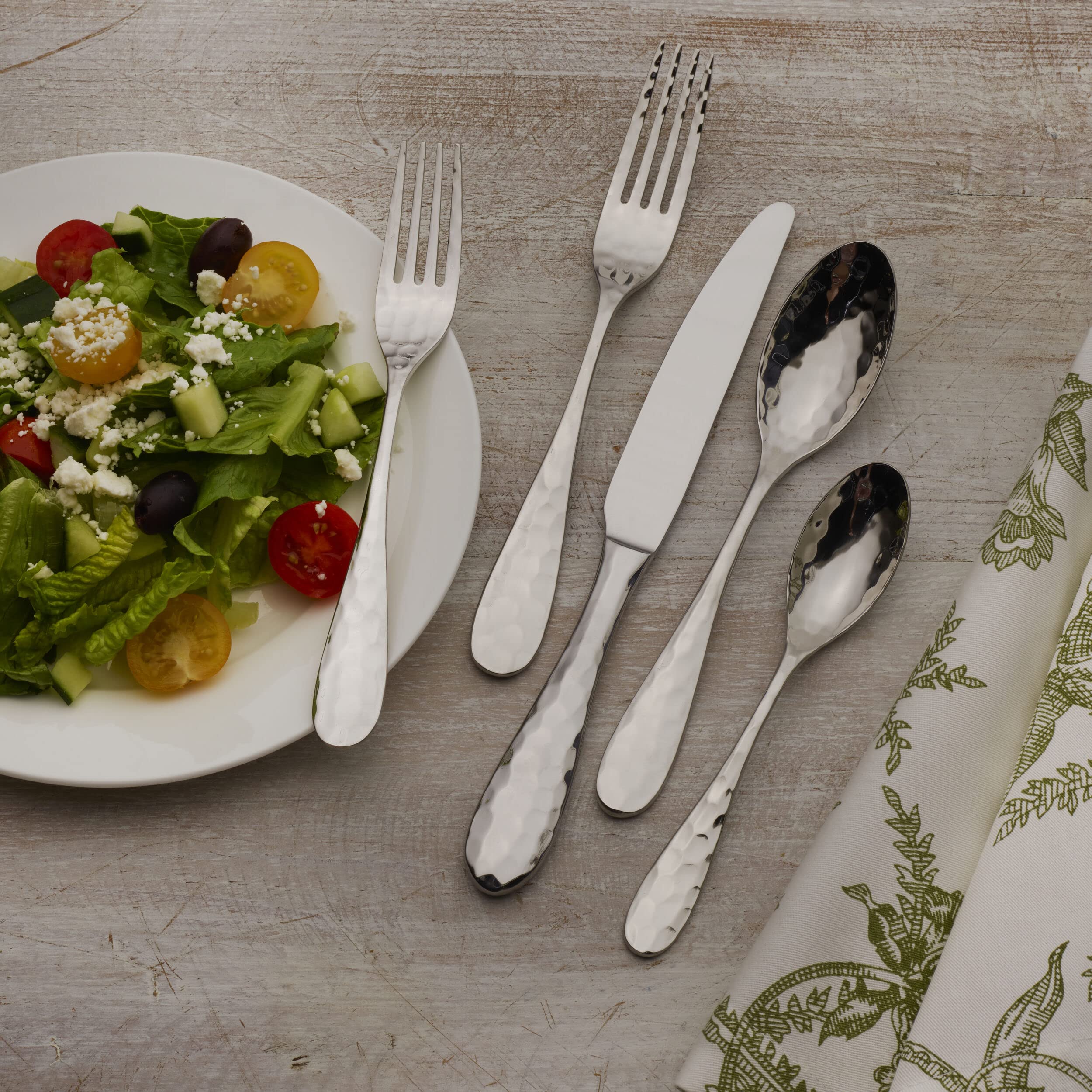 Premium Mikasa Lilah 45-Piece Flatware Set for 8 - 18/10 Stainless Steel Silverware with Serving Utensils | Elegant Dining, Dinner Parties & Formal Table Setting