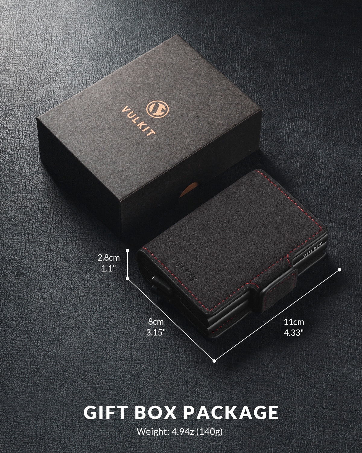 VC200d Alcantara Leather Double Aluminum Card Holder - Slim RFID Blocking Wallet for Men & Women - Perfect for Travel, Business & Everyday Use
