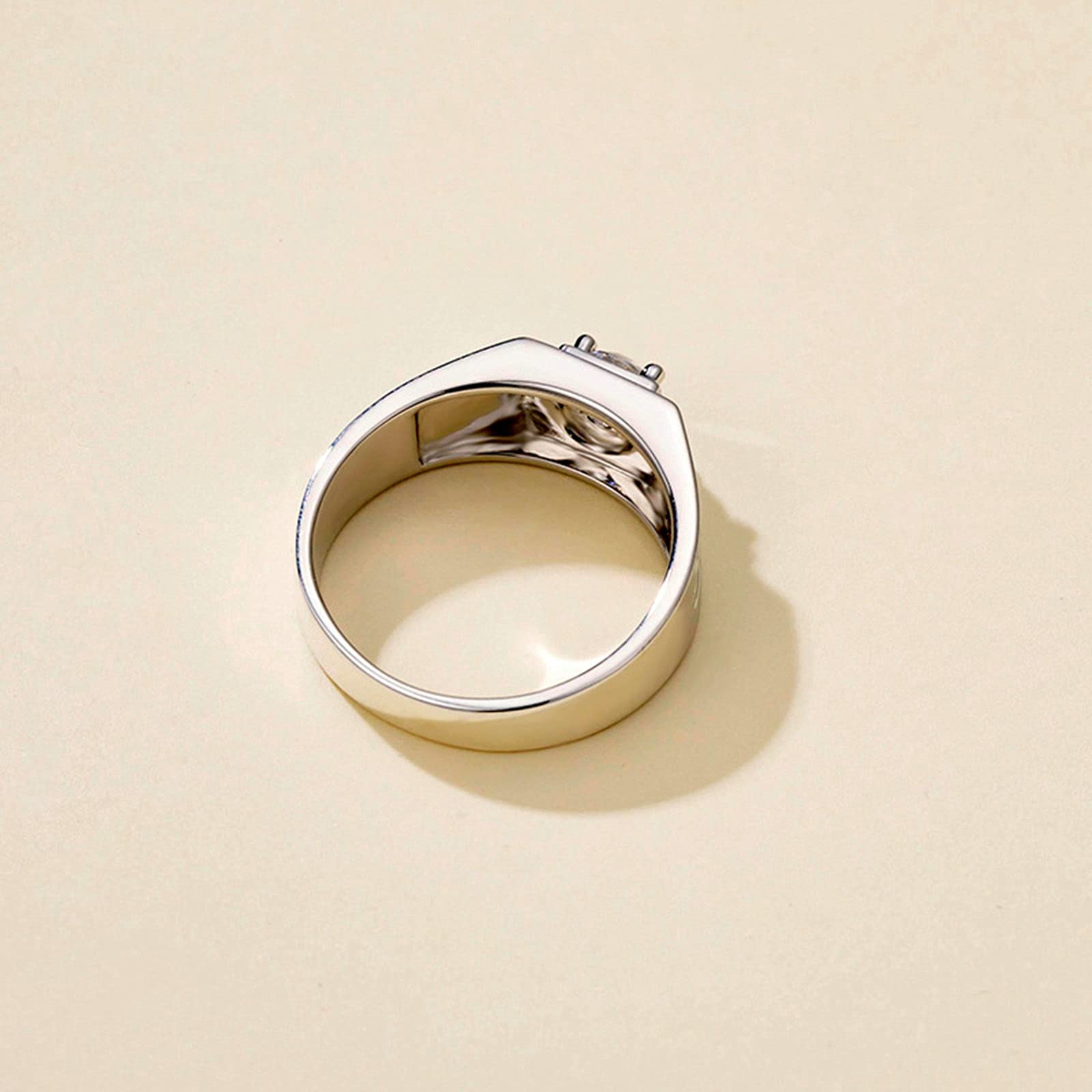 Aienid Men's Engagement Rings - S925 Sterling Silver Moissanite Wedding Bands for Him (Sizes 4-11) | Perfect Proposal Gift & Anniversary Jewelry