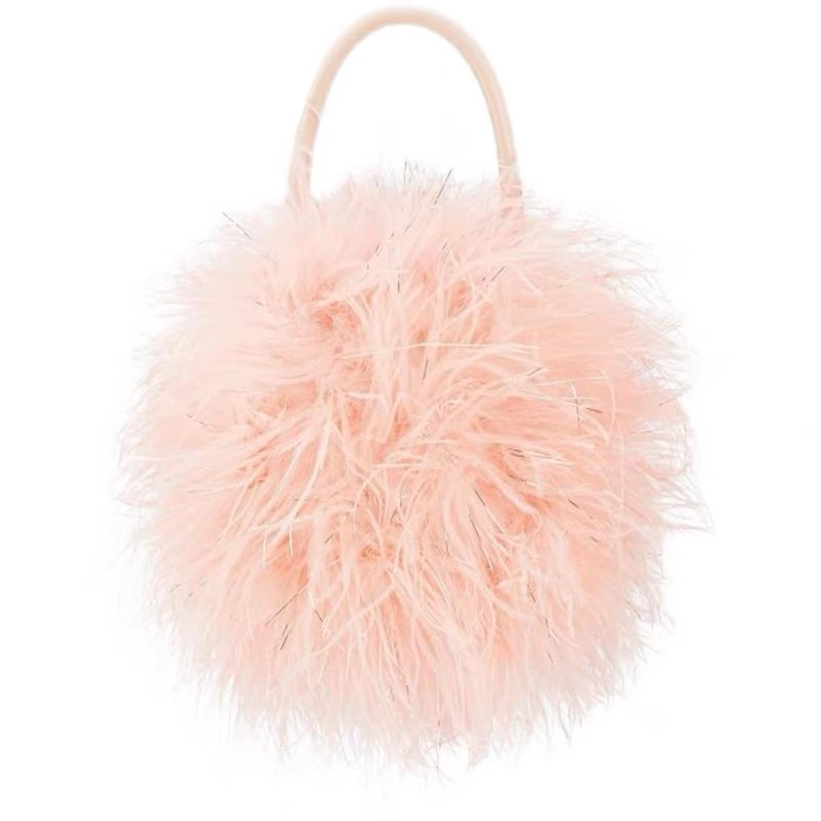Luxury Women's Real Ostrich Feather Evening Clutch Purse - Elegant Party Handbag, Winter Wool Wallet Tote for Special Occasions (Pink) | Perfect for Weddings, Galas & Holiday Events