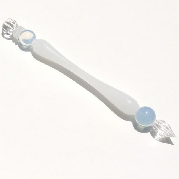 Japanese Glass Dip Pen - Crown & White Opal Style | Elegant Calligraphy & Writing Tool | Perfect Gift for Writers, Artists & Stationery Lovers | Ideal for Lettering, Journaling & Creative Projects
