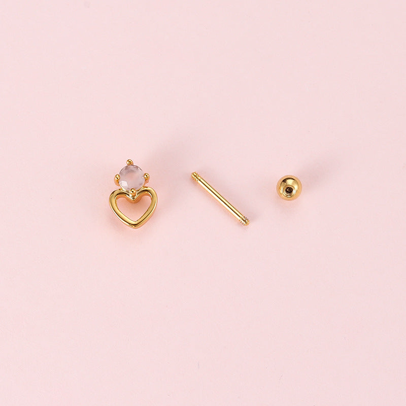 20G Cartilage Heart Dangle Barbell Stud Earrings for Women - Stainless Steel Tragus & Helix Piercing Jewelry - Perfect for Valentine's Day, Anniversary & Everyday Wear | HSPJ813