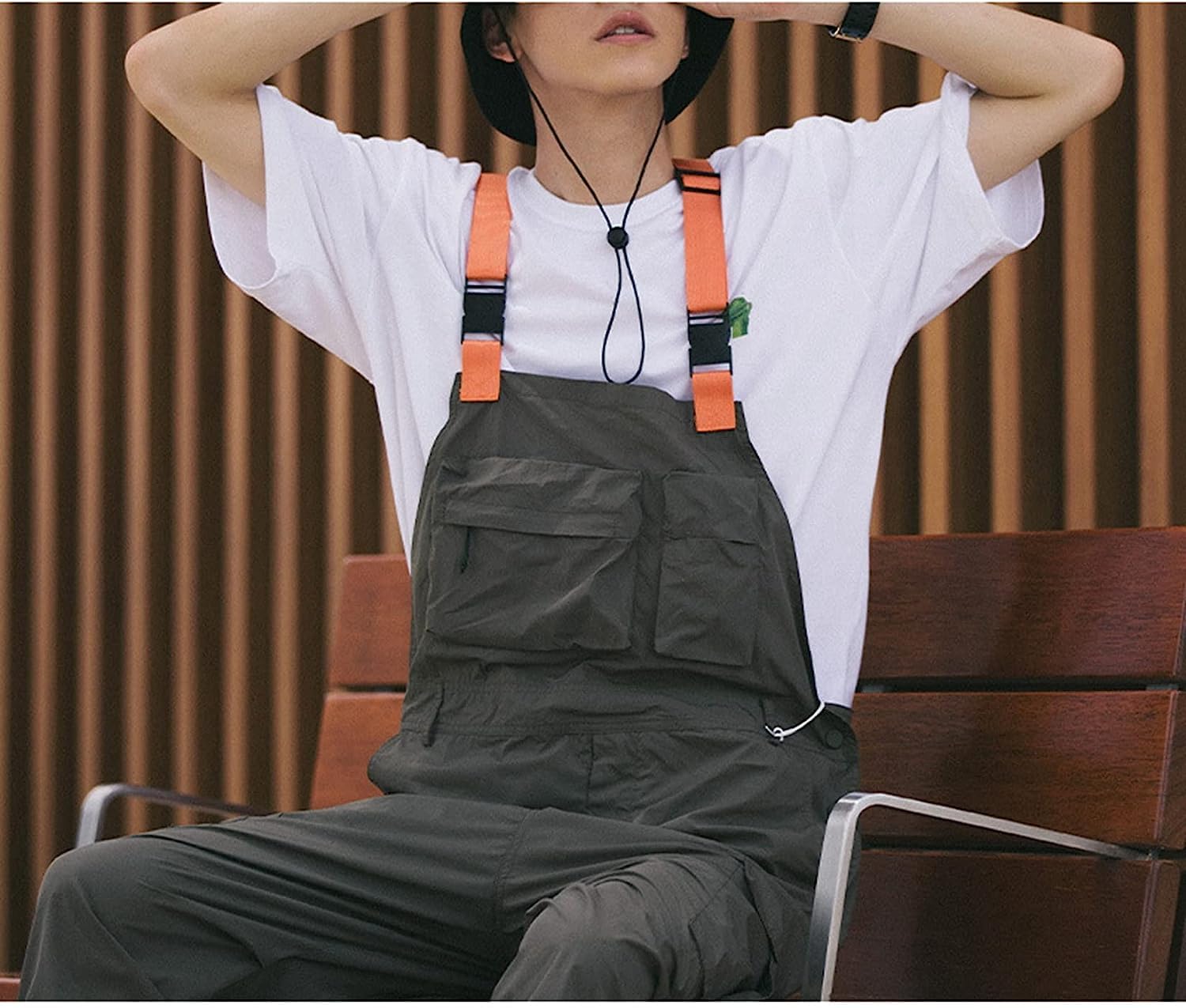 JSrichhe Men's Work Overalls - Baggy Wide Leg Dungarees with Bib & Cami Dress Style - Durable Straight Leg Trousers for Construction, Farming & Casual Wear