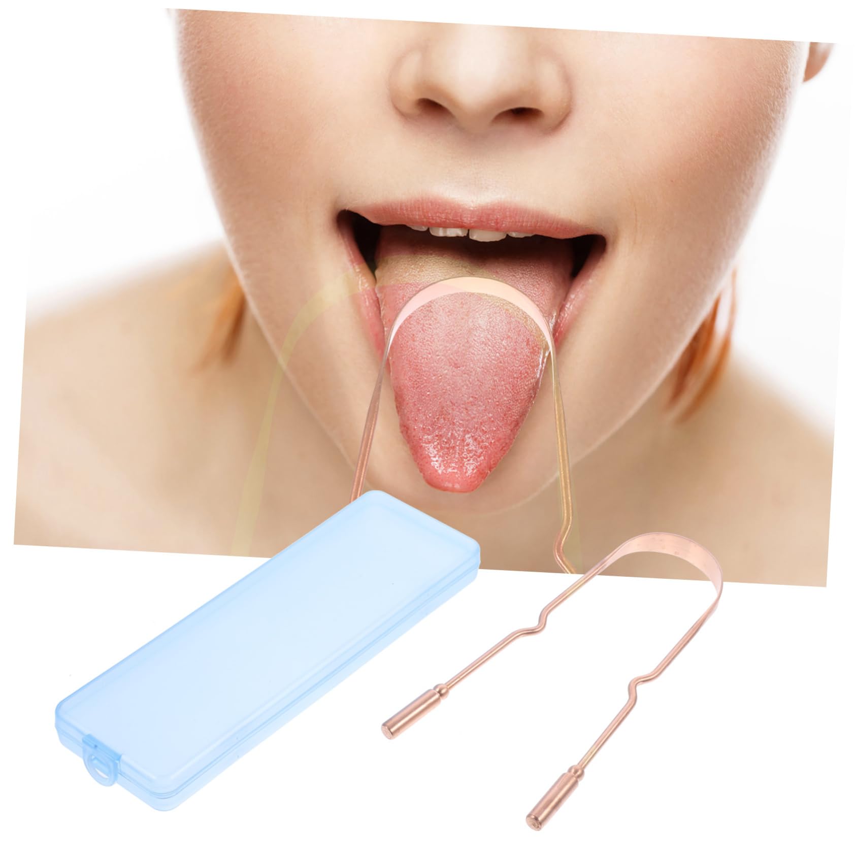 Healifty 2-Pack Copper Tongue Scraper for Oral Hygiene - Stainless Steel Travel Case & Metal Brushes - Instantly Freshens Breath, Removes Bacteria & Plaque - Perfect for Home, Travel, and Daily Dental Care Routine