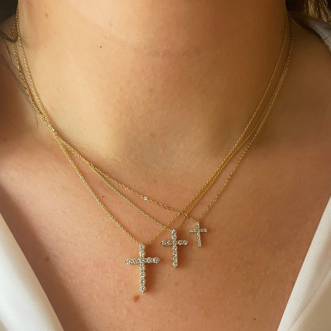 14K Yellow Gold Diamond Cross Pendant Necklace - 0.24 Carat Genuine Diamond Jewelry for Women, Perfect for Gifts, Weddings & Religious Occasions