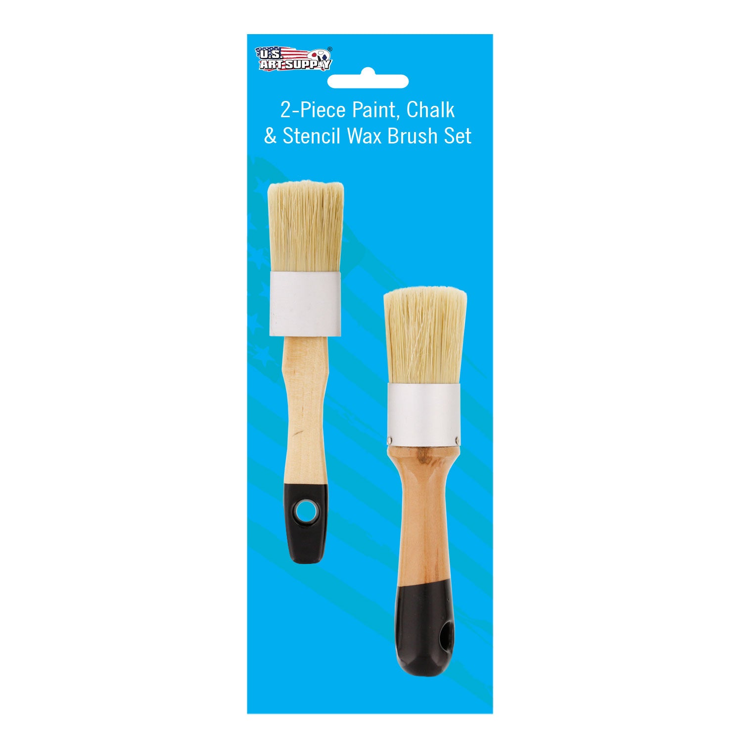 2-Piece Multi-Purpose Oval & Round Chalk, Wax & Stencil Brushes for Wood Furniture - Natural Bristles, Rust Resistant - Perfect for Chairs, Dressers, Cabinets & DIY Home Decor Projects