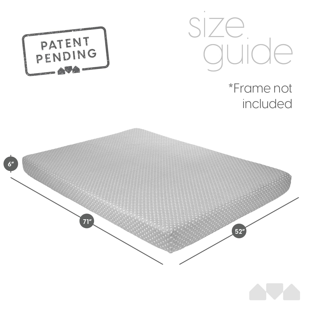 Milliard Full Memory Foam Futon Mattress - Light Grey for Home & Office