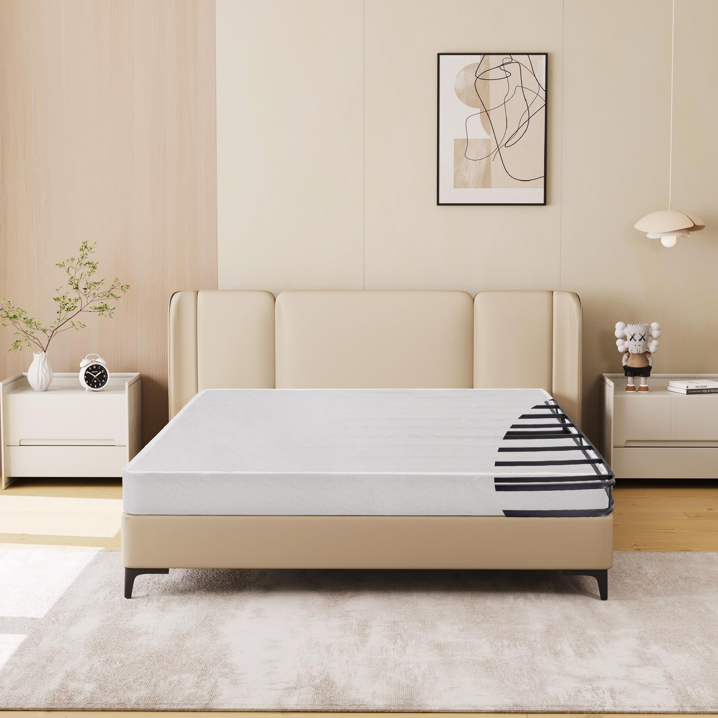 Dyonery 5 Inch Full Size Box Spring - Quick Assembly Metal Mattress Foundation with Sturdy Steel Frame for Bed Support | Perfect for Guest Rooms, Dorms & Platform Beds