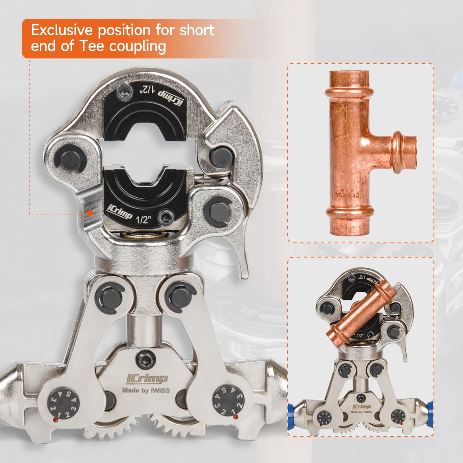 iCrimp Professional Copper Pipe Pressing Tool Kit with Cutter & Deburring Tool for ProPress Fittings - Perfect for Plumbing, HVAC & Water Supply Installations