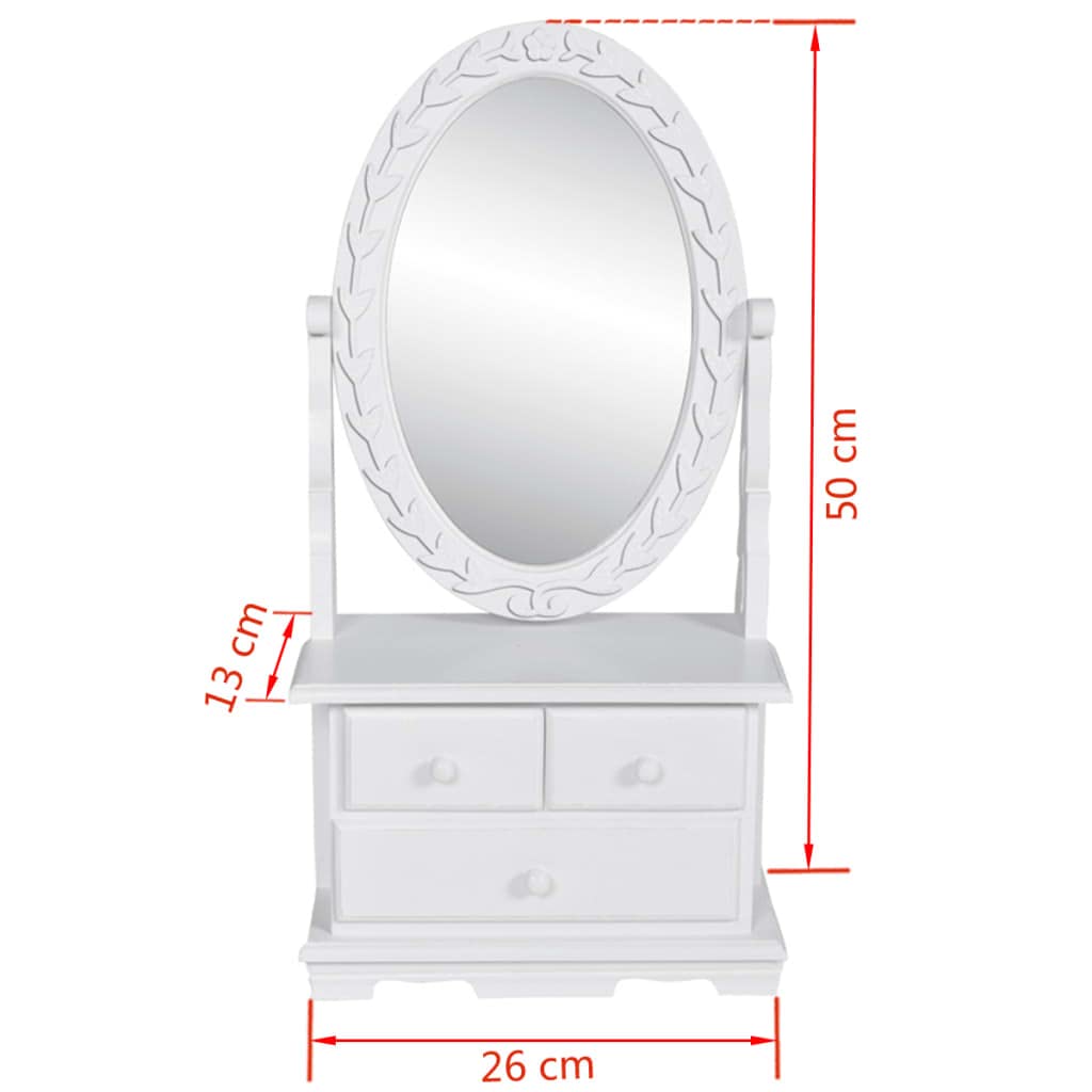 White MDF Rotating Mirror Makeup Vanity with Drawers for Bedroom