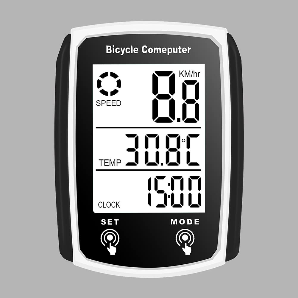 Waterproof Wired Bicycle Speedometer & Odometer - LCD Bike Computer for Cycling - Accurate Speed Tracking for Road & Mountain Bikes - Perfect for Commuting, Training & Outdoor Adventures (White)
