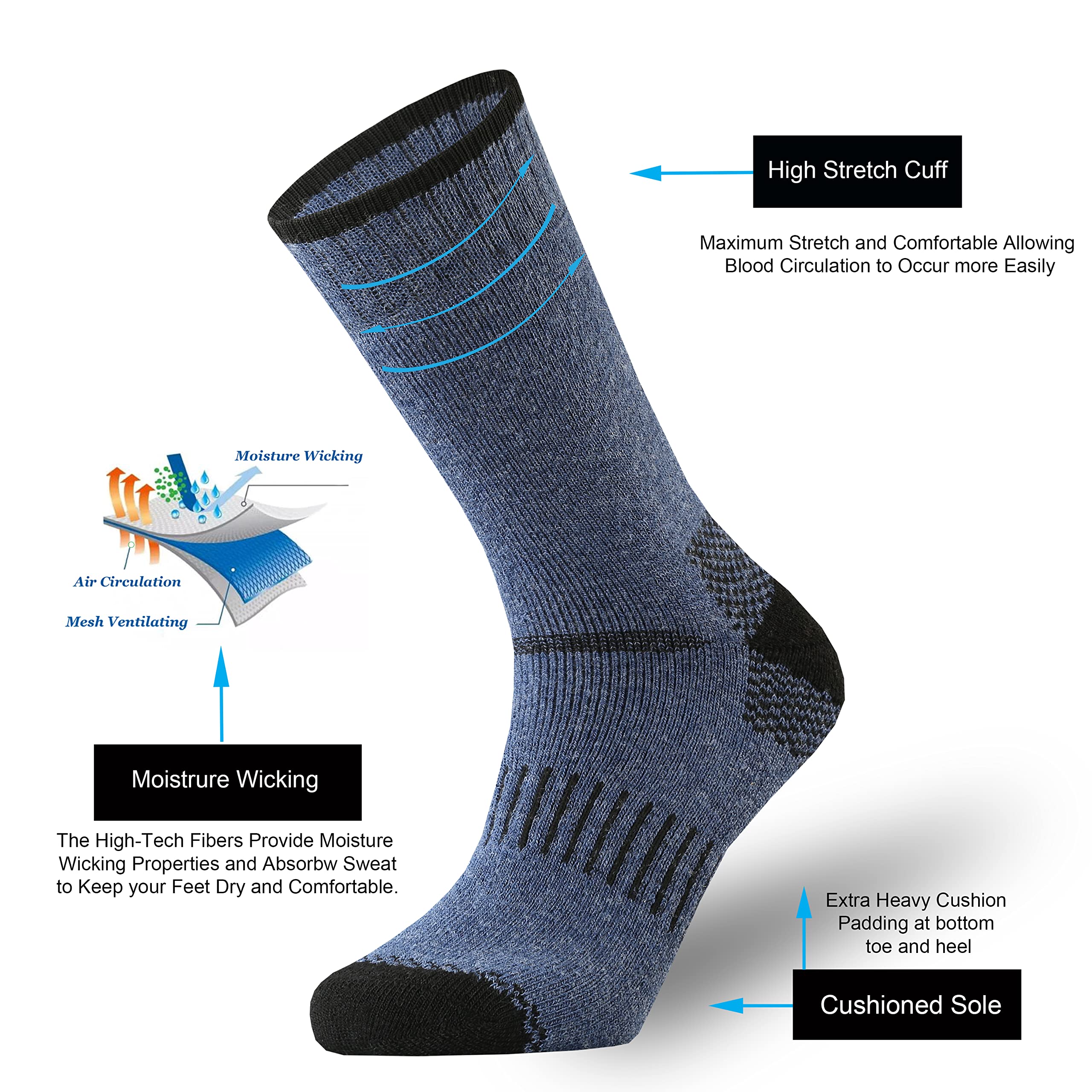 ONKE Merino Wool Crew Socks for Men - Moisture Wicking, Breathable & Soft Hiking Socks for Outdoor Activities, Camping & Daily Wear