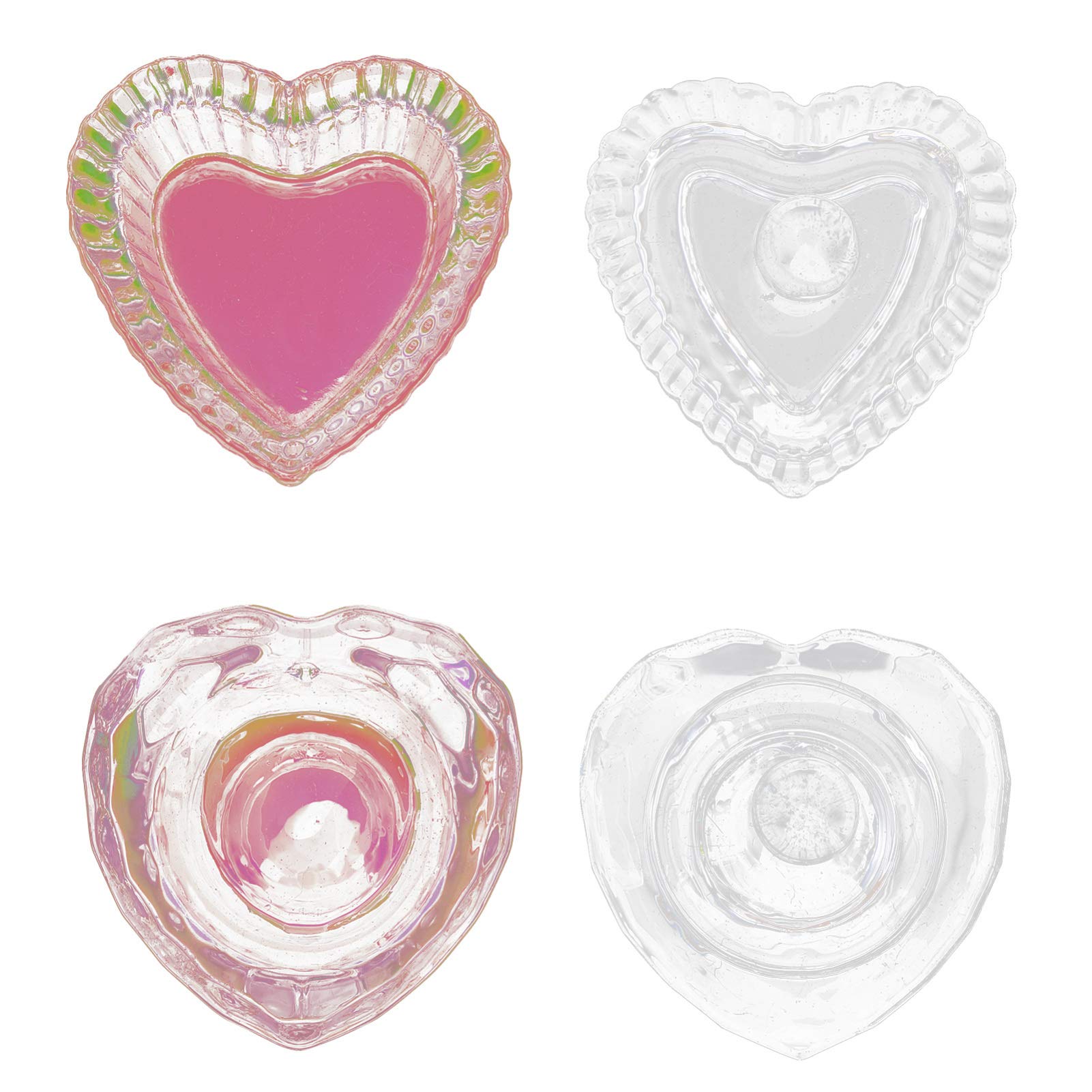 Minkissy 2pcs Clear Acrylic Nail Art Liquid Dappen Dish with Lid - Heart Shaped Glass Crystal Cup for Manicure, Nail Extensions & Acrylic Powder Mixing | Perfect for Professional Salons & Home Nail Care