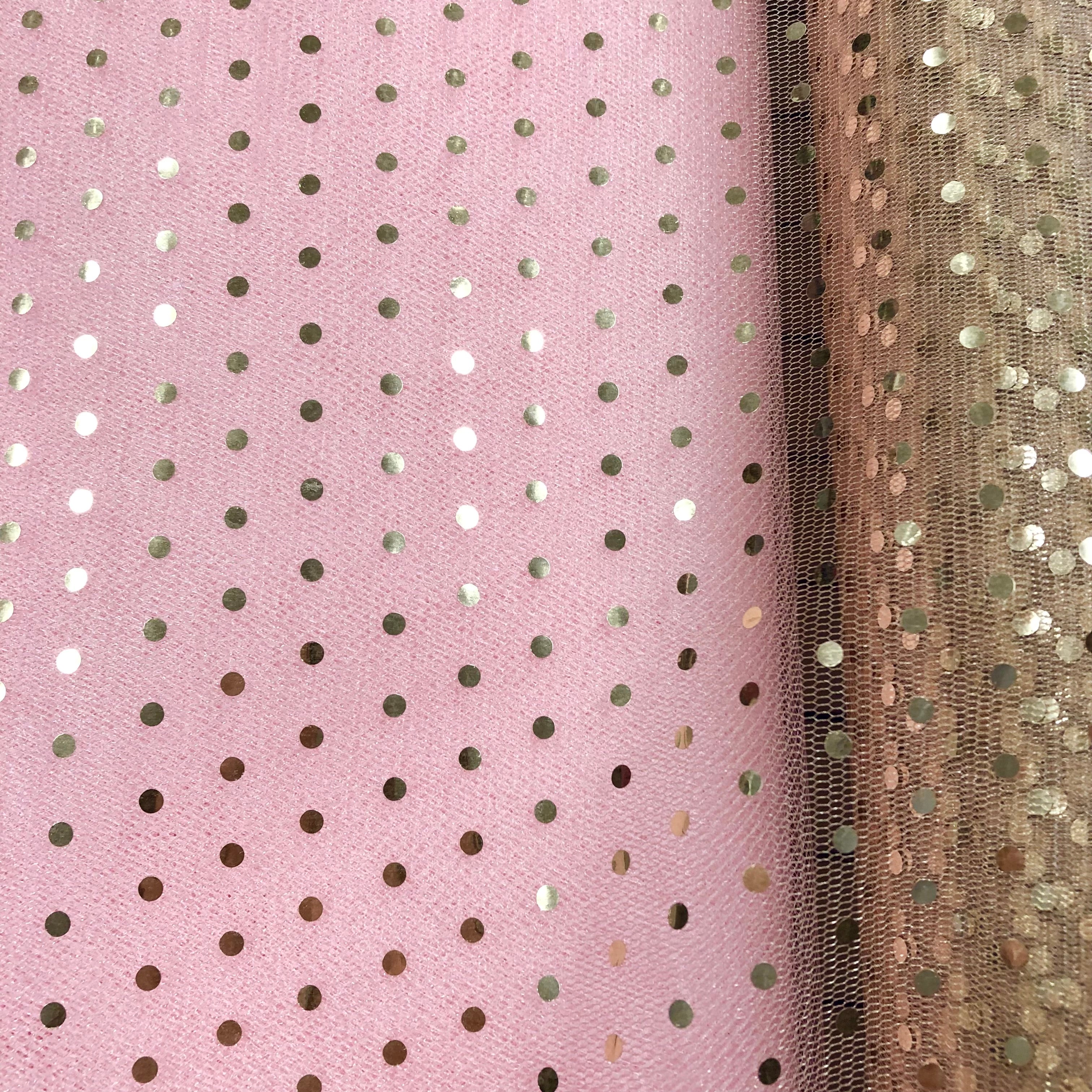 Hologram Dot Tulle Fabric - 58/60 Inches Wide Beige with Gold Dots - Perfect for Wedding Decor, Party Backdrops, and DIY Craft Projects