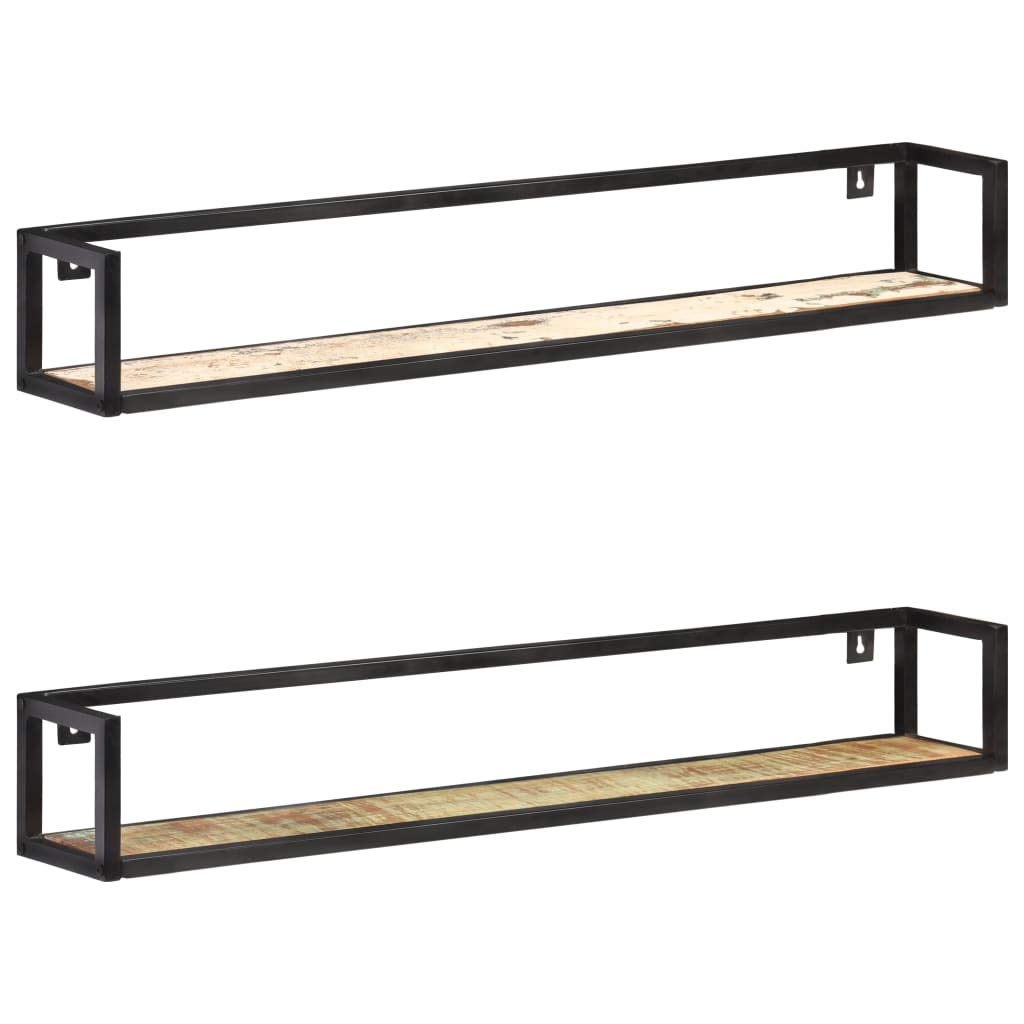 iFCOW 47.2 Inch Reclaimed Wood Wall Shelves (Set of 2) - Rustic Floating Shelves for Living Room, Bedroom, Kitchen & Bathroom Storage & Decor