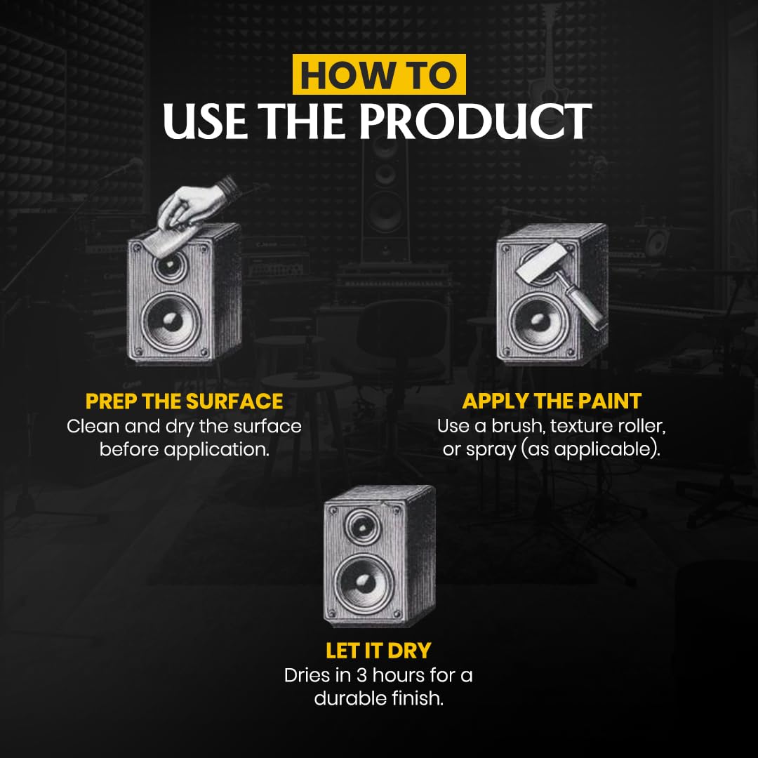 GRANOTONE Speaker Paint Black 1 Gallon - Textured Coating for Speaker Cabinets, Road Cases, Metal & Wood Furniture | Water-Based Finish with Roller Application | Professional Refinishing Solution for DIY Projects & Studio Equipment