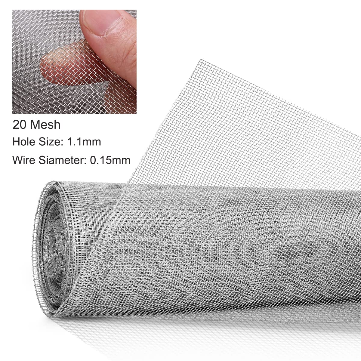 304 Stainless Steel Woven Wire Mesh Roll - 39.4