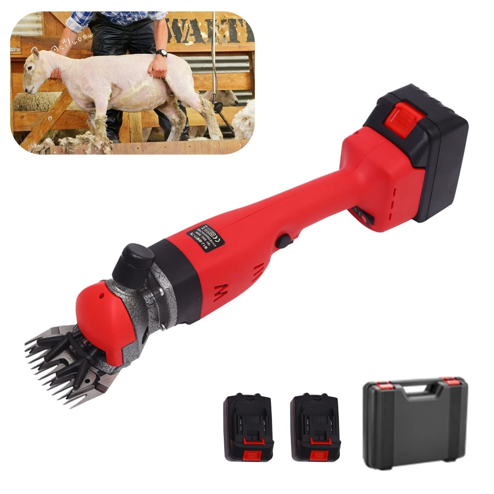 Cordless Electric Wool Shears for Sheep & Animals - Rechargeable Lithium Battery Shearing Machine | Efficient & Practical Fur Trimmer for Farm, Pet Grooming & Agricultural Use