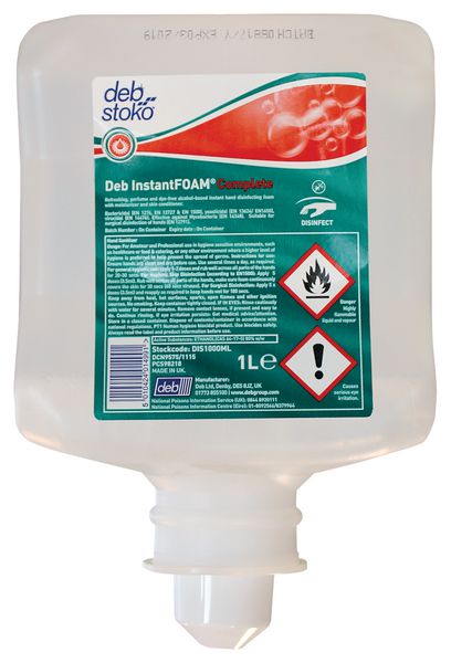 InstantFOAM Complete Hand Sanitizer (1 Liter, 6-Pack) – Alcohol-Based Foam Sanitizer for Home, Office, and Travel Use