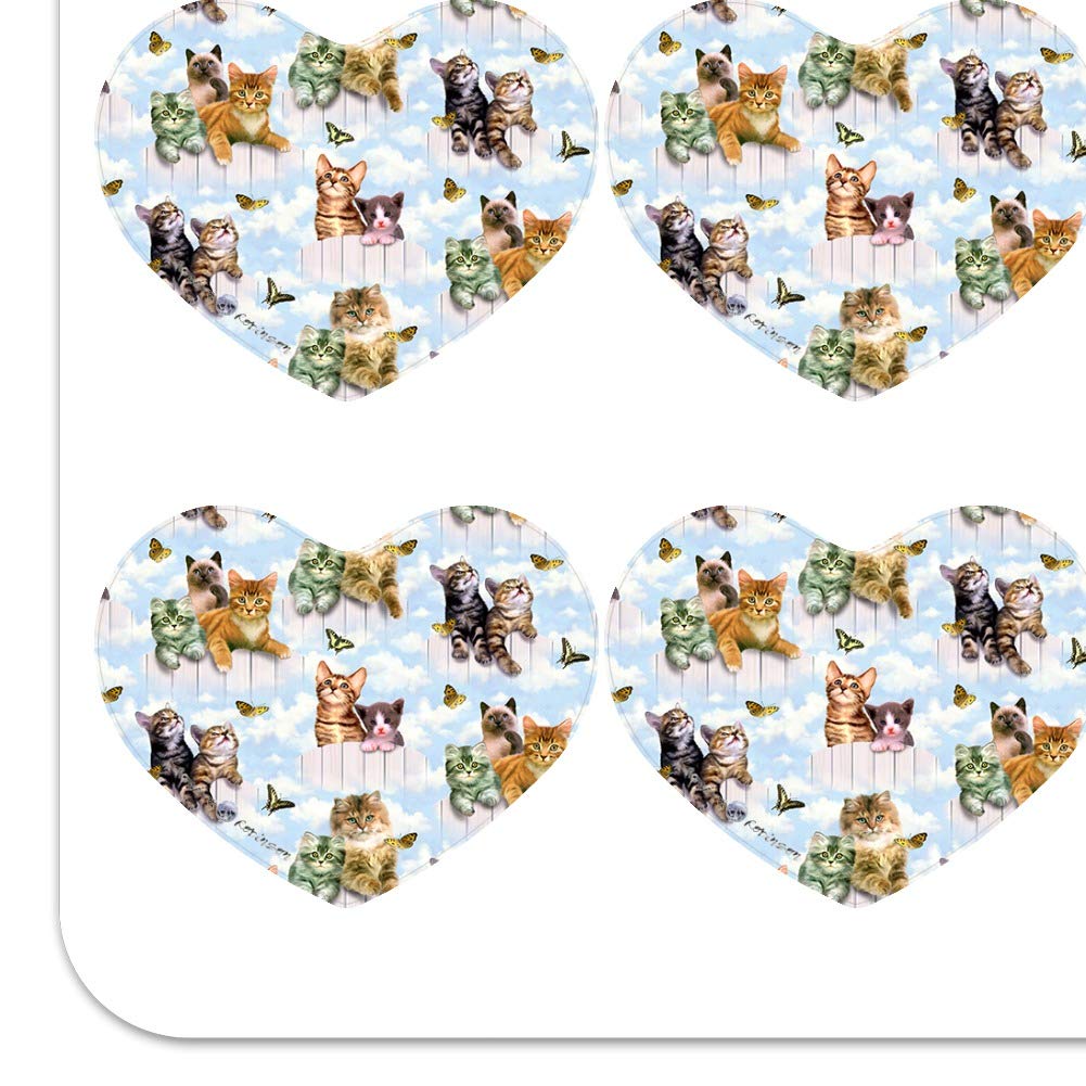 Heart Shaped Planner Stickers - Kittens, Cats & Butterflies Pattern for Scrapbooking & DIY Crafts | Perfect for Journals, Calendars, Bulletins & Gift Decoration