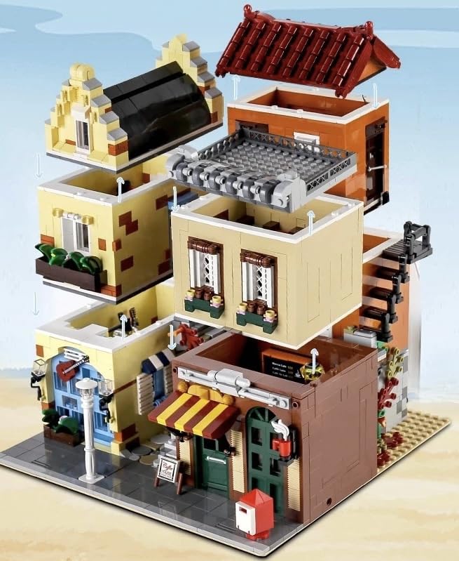 General Jim's LED Light-Up Music Store & Coffee Cafe Modular Building Blocks Set - Compatible with Lego City | Perfect for Home Decoration, Gift Ideas & Creative Play