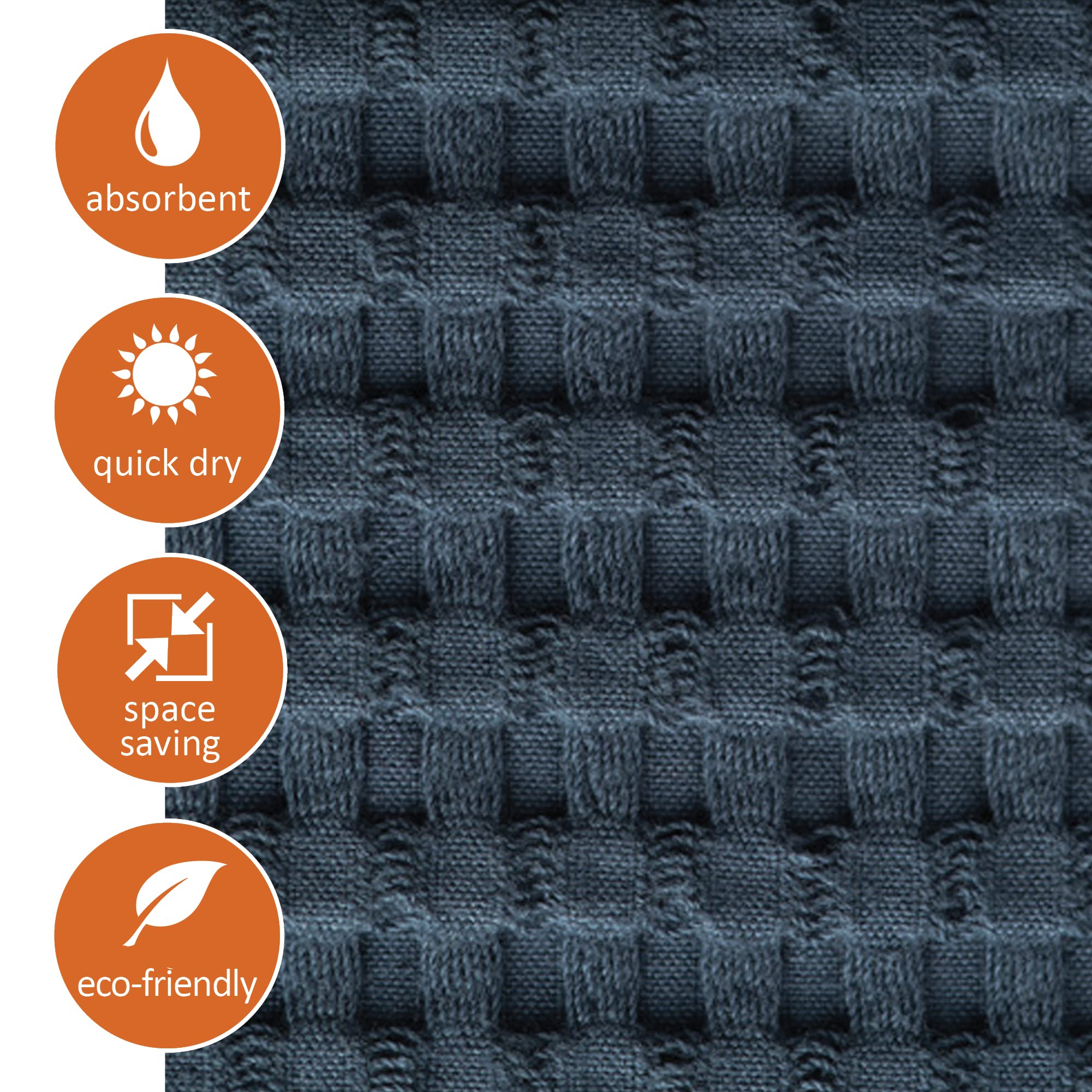 GILDEN TREE Quick Dry Waffle Towel Set - 2 Bath Towels, 2 Hand Towels & 2 Washcloths | Ultra Absorbent, Lightweight & Soft | Modern Style (Midnight Blue) | Perfect for Bathroom, Spa, Gym & Beach Use