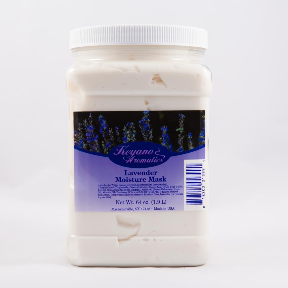 Keyano Aromatics Lavender Moisture Mask 64 oz - Hydrating Face Mask for Dry Skin, Spa Quality Skincare Treatment - Perfect for Home Spa Day & Self Care Routine