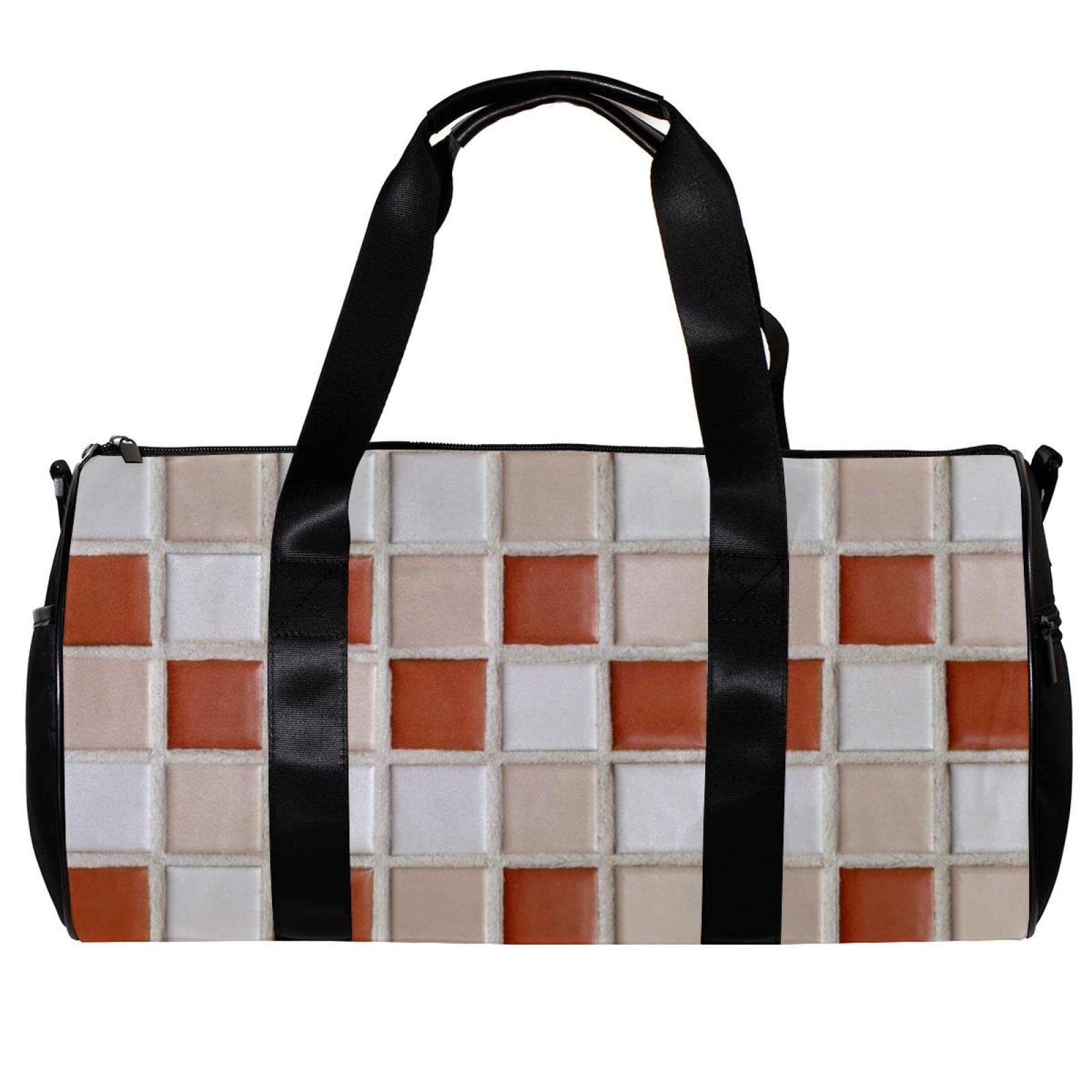 Stylish Gym Duffle Bag for Travel & Workout - Water-Resistant Overnight Weekender Carry-On Bag with Mosaic Pixel Design - Perfect for Gym, Sports, Business Trips & Weekend Getaways