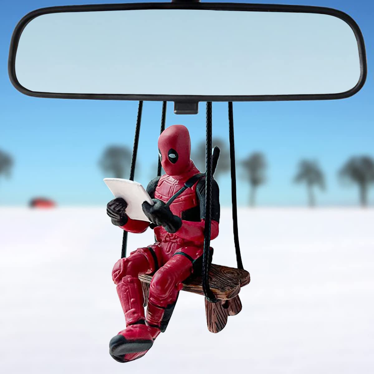 Funny Anime Car Mirror Hanging Accessories - Deadpool Car Pendant for Rearview Mirror Decoration | Cute Auto Interior Decor for Anime Fans | Perfect Gift for Car Lovers & Comic Enthusiasts