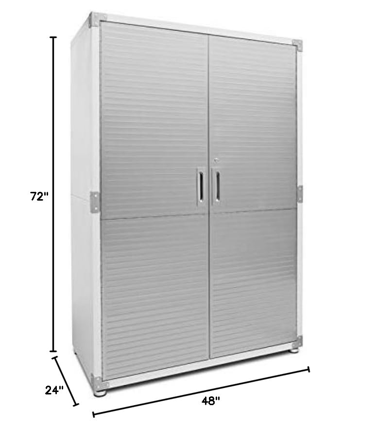 Seville Classics UltraHD Solid Steel Lockable Storage Cabinet with Adjustable Shelves - 48