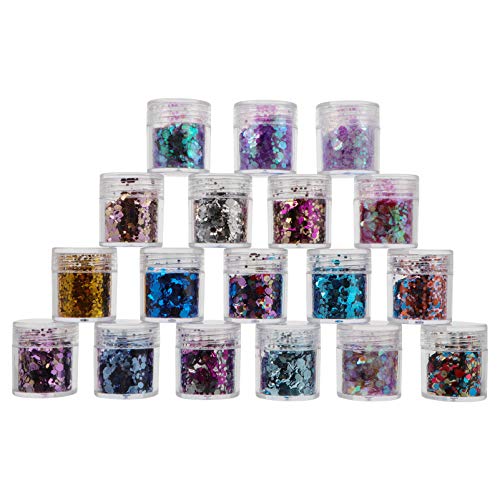 EXCEART 18 Bottles Holographic Nail Glitter Sequins - Shining Flakes for Nail Art, Manicure & DIY Decoration | Colorful Confetti Glitter for Sparkly Nail Tips - Perfect for Parties, Salons & Home Nail Design